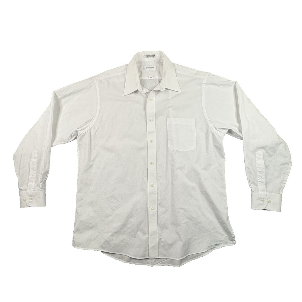 Pierre Cardin Men's L Tall Fit White LS Dress Shirt SEE DESCRIPTION